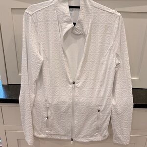 J. McLaughlin white pattern zip up